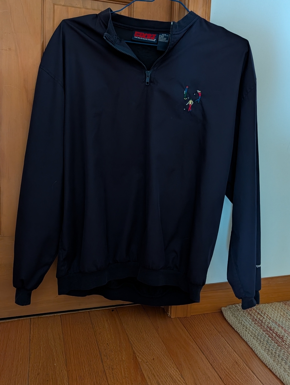 Vintage 90s Pivot Rules Golf Windbreaker Quarter Zip Embroidered Navy Blue